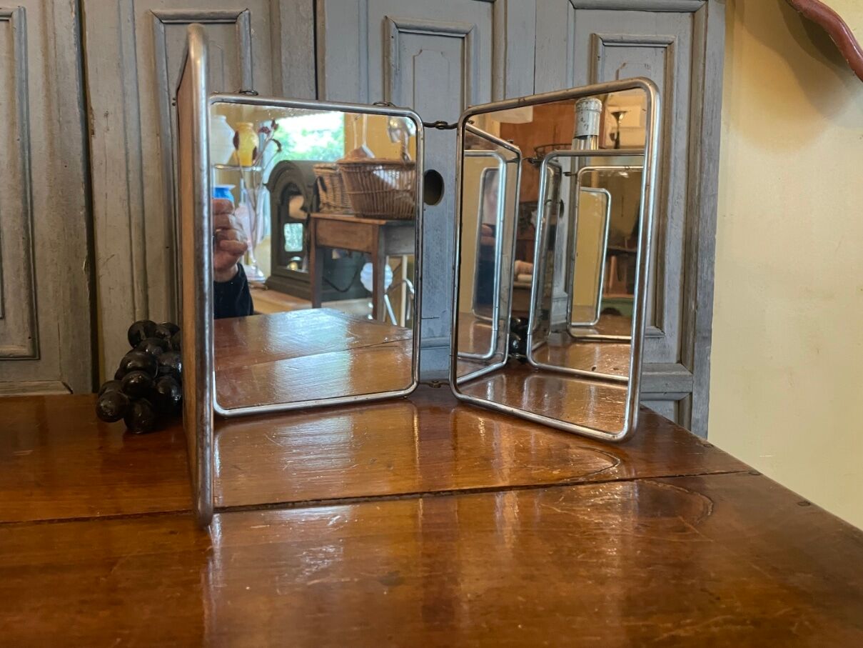Vintage three-panel dressing table mirror
