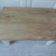 Coffee table made from a vintage table, pearl gray patina, wooden top.