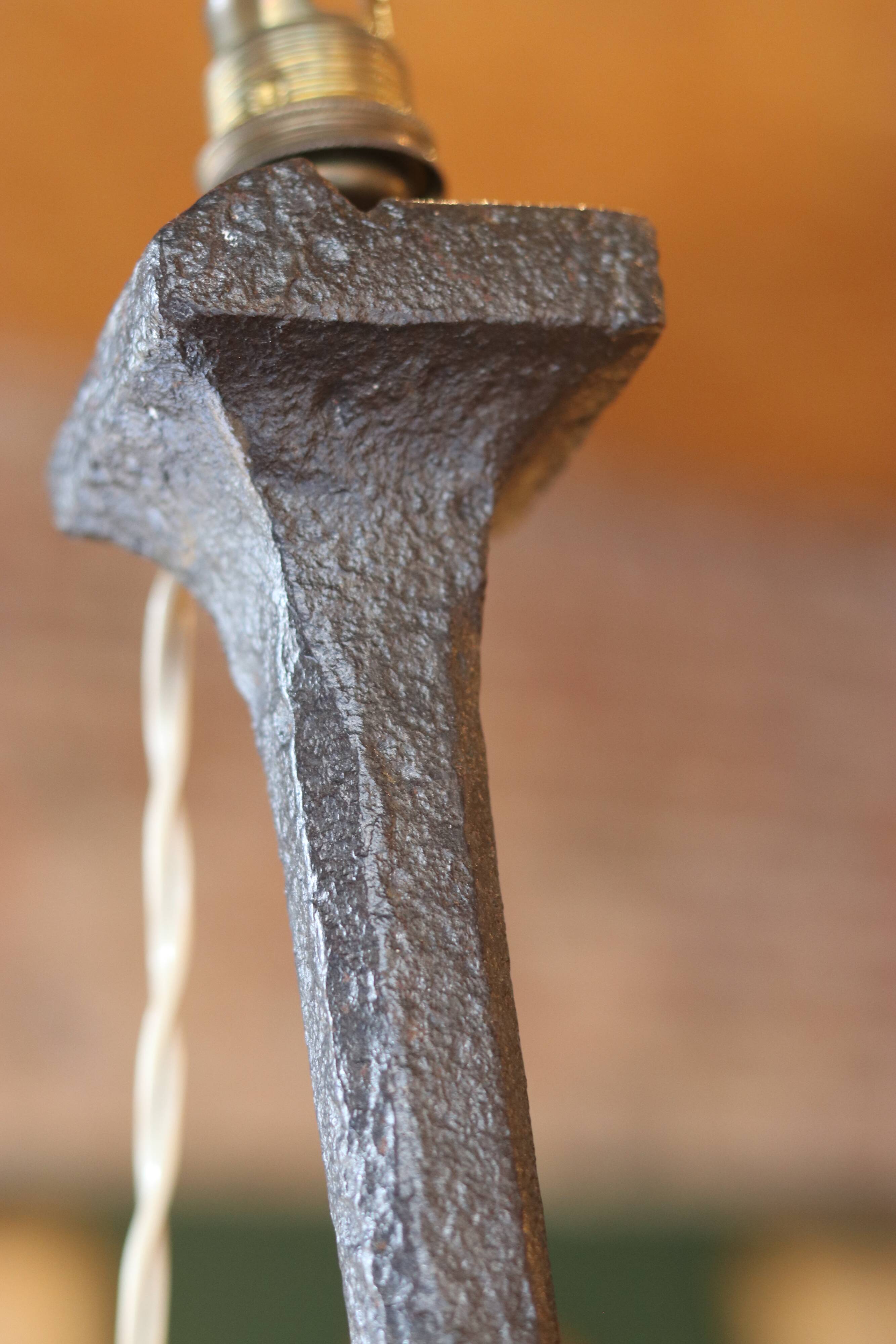 Brutalist style wrought iron lamp base, 1960