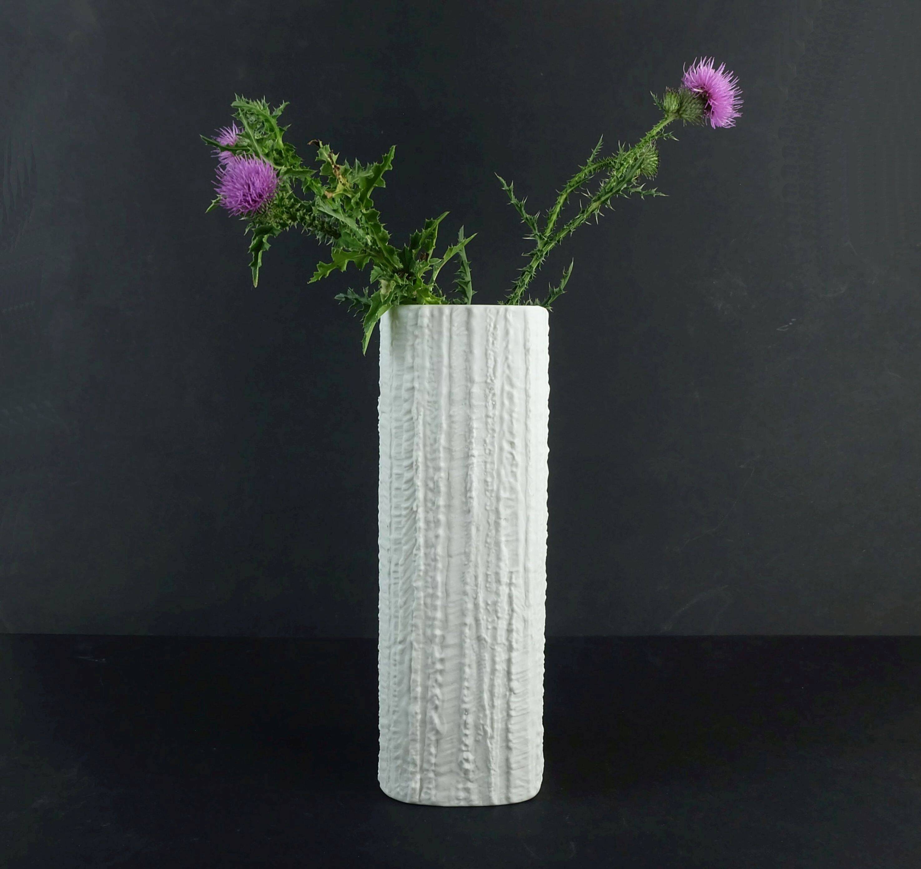 white VASE thomas porcelain decor arcta matte glaze relief structure 1960s