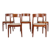 5 chaises/chaises de salle à manger de Kai Kristiansen pour KS Möbler, teck, Danemark, années 1960