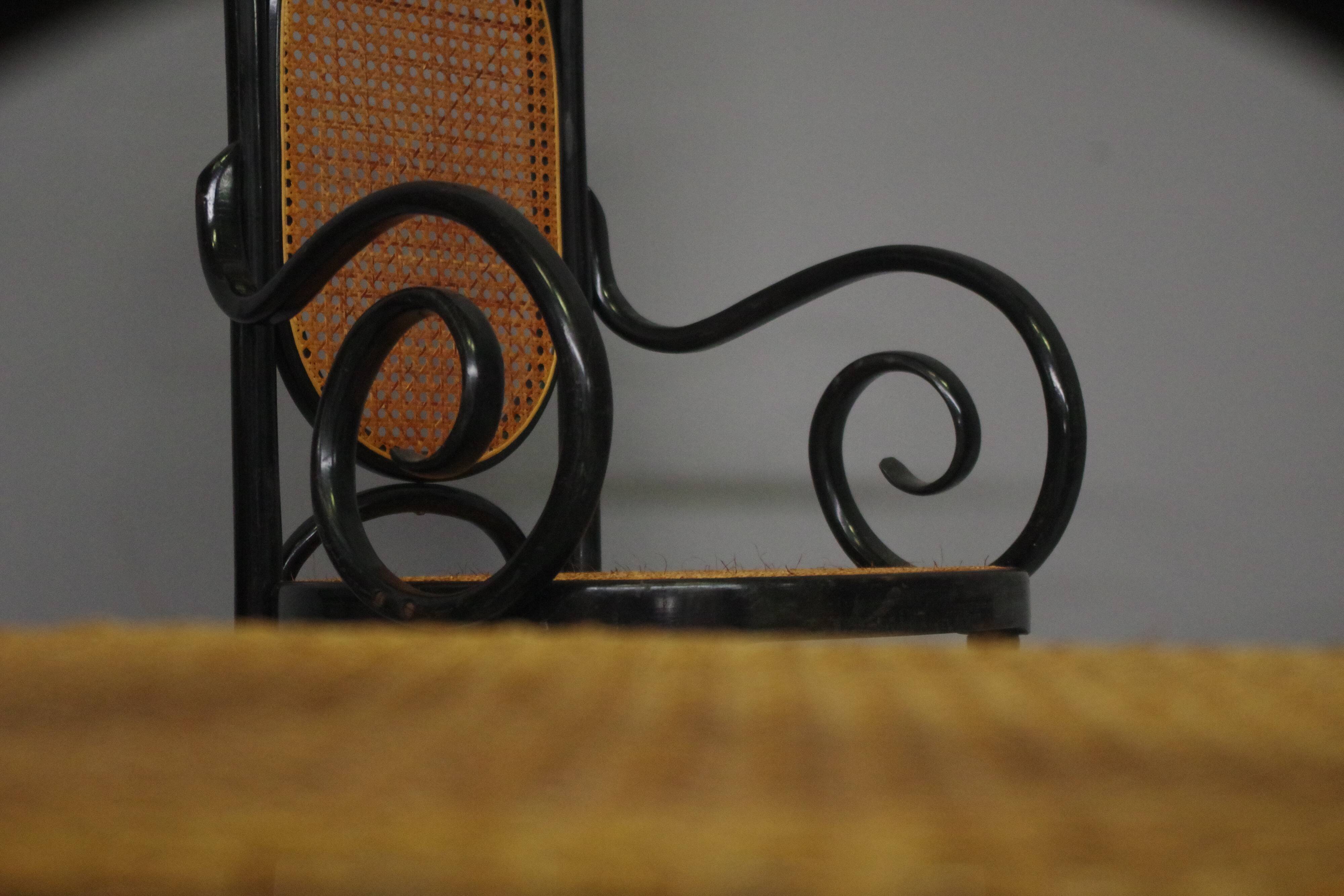 Chairs in curved beech and vienna straw, 1980s, set of 4