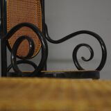 Chairs in curved beech and vienna straw, 1980s, set of 4