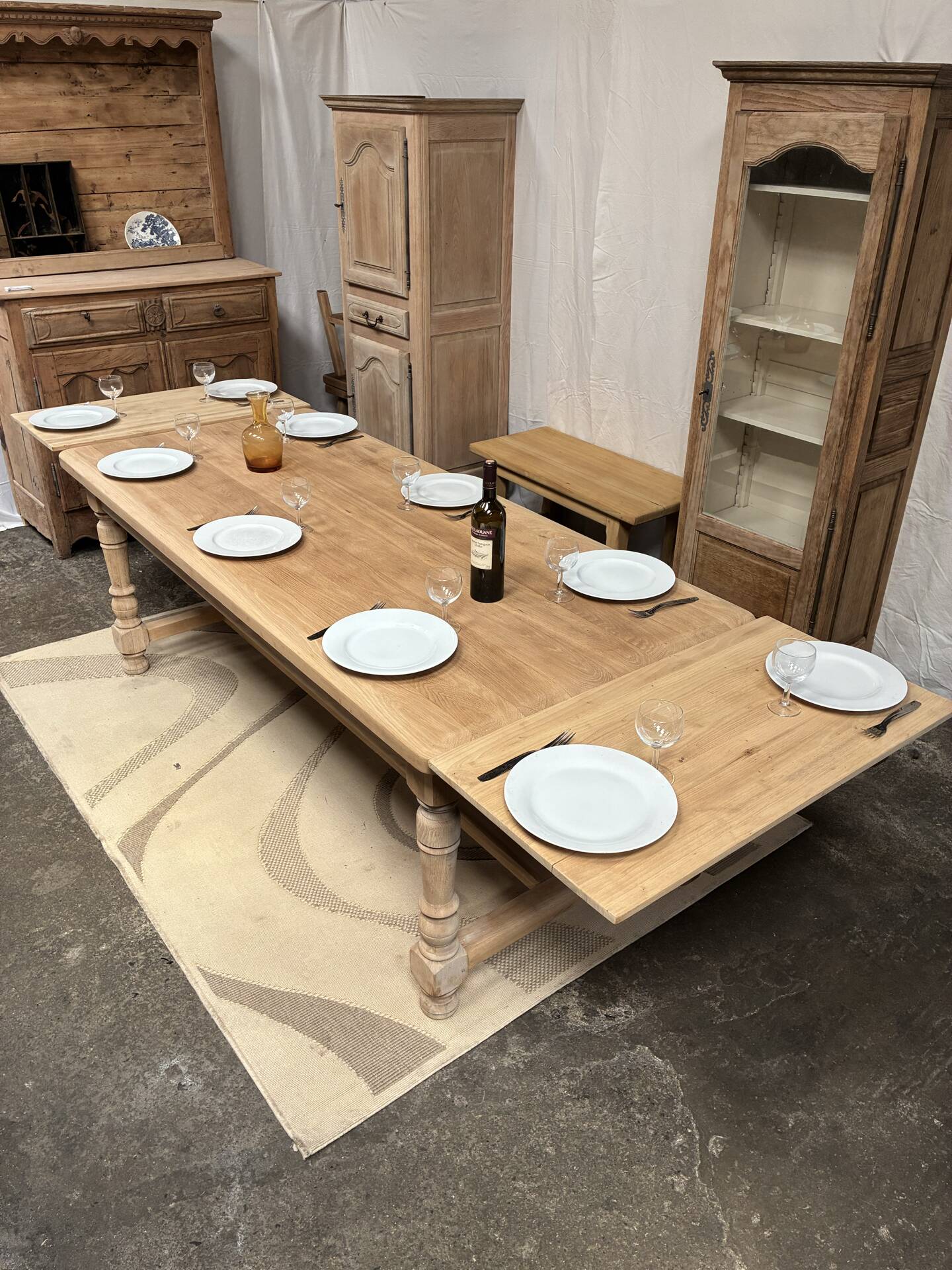 Table de ferme en chêne massif avec rallonges