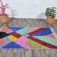 Pure wool rug with traditional coloured patterns, size 1.5/2.5 m.