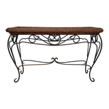 Rattan console and wrought iron