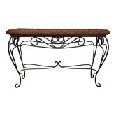 Console rotin et fer forgé