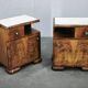 Pair of Art Deco Walnut Nightstands, Czechoslovakia, 1930s