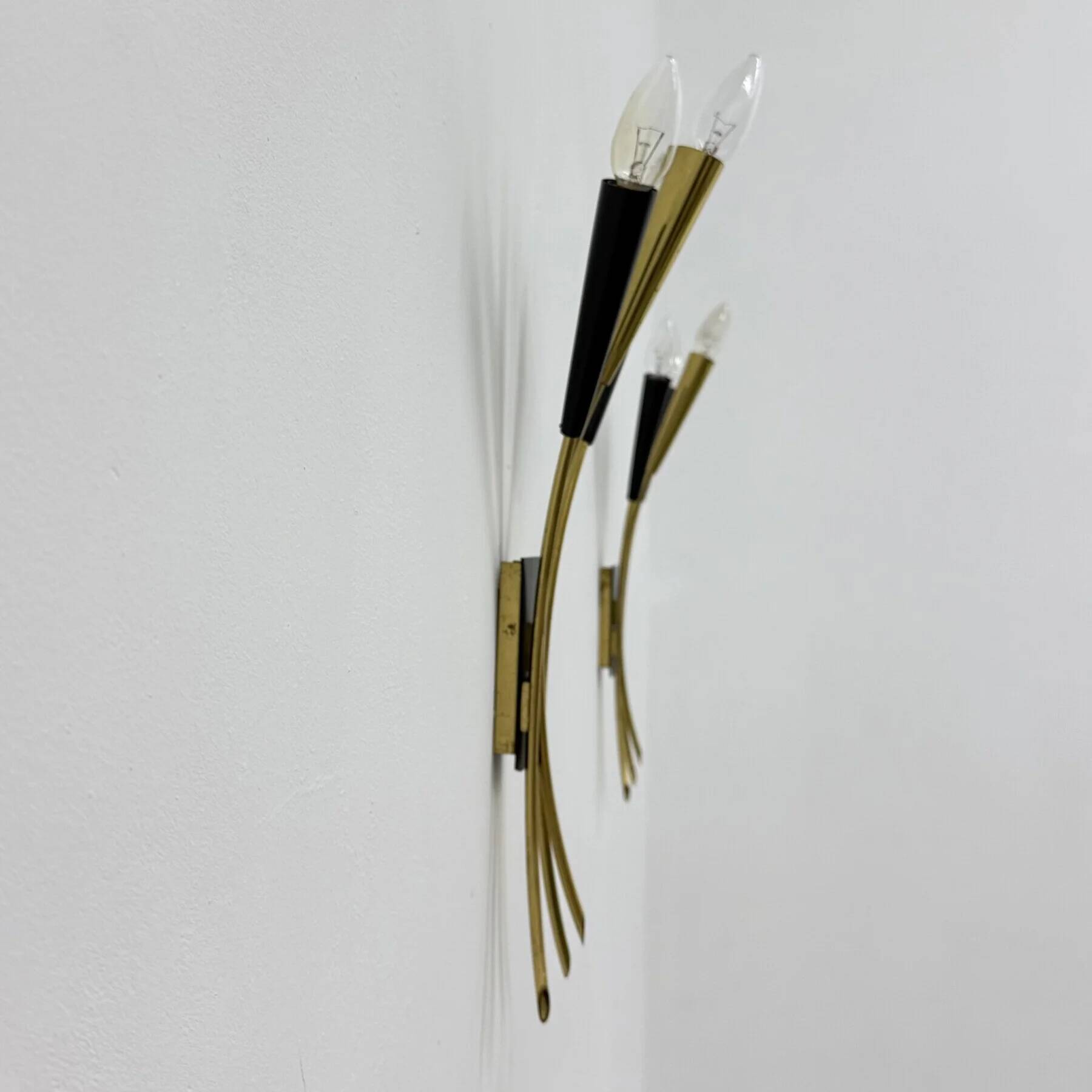 Mid-century Stillovo style brass wall light, 1950s