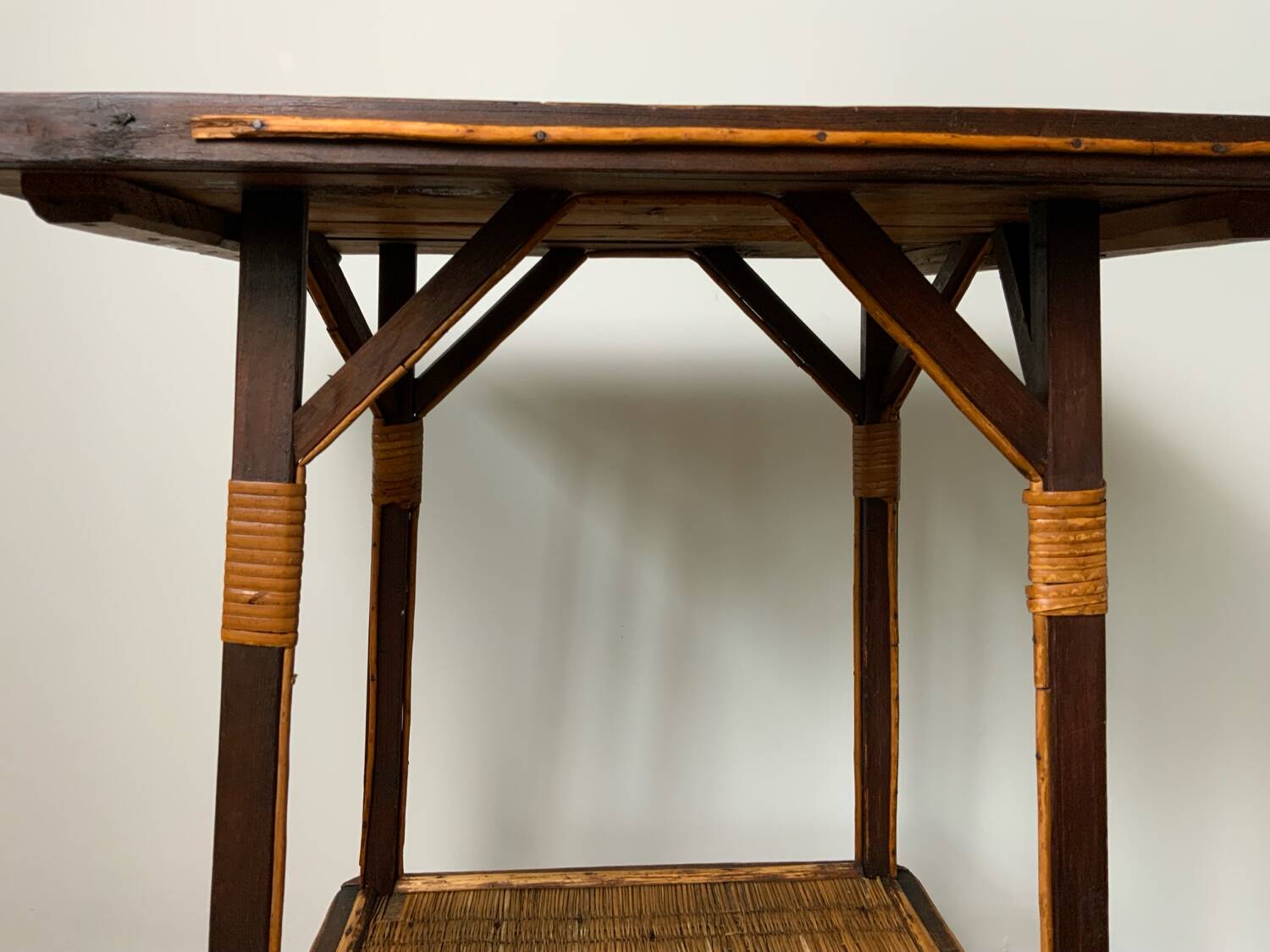 Wood and rattan table