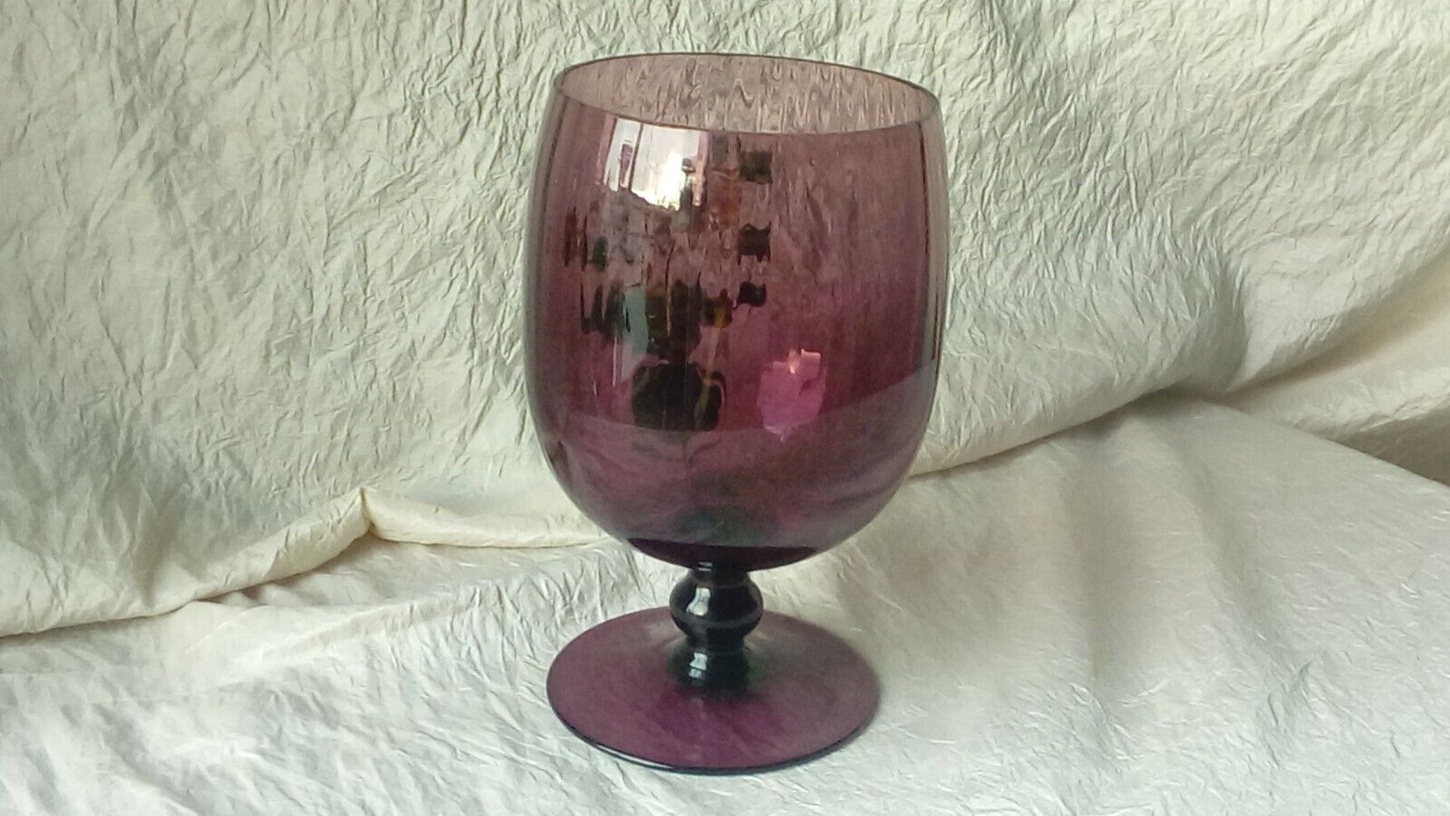Enamelle vase large glass enamel on foot sign
