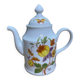 Porcelain teapot made in Italy vintage / ancap tea / butterfly flowers