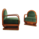 Paire de fauteuils art déco - velour de mohair vert
