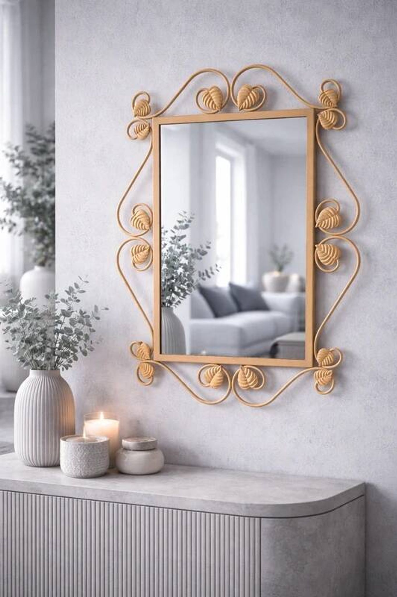 Vintage Art Deco wrought iron mirror