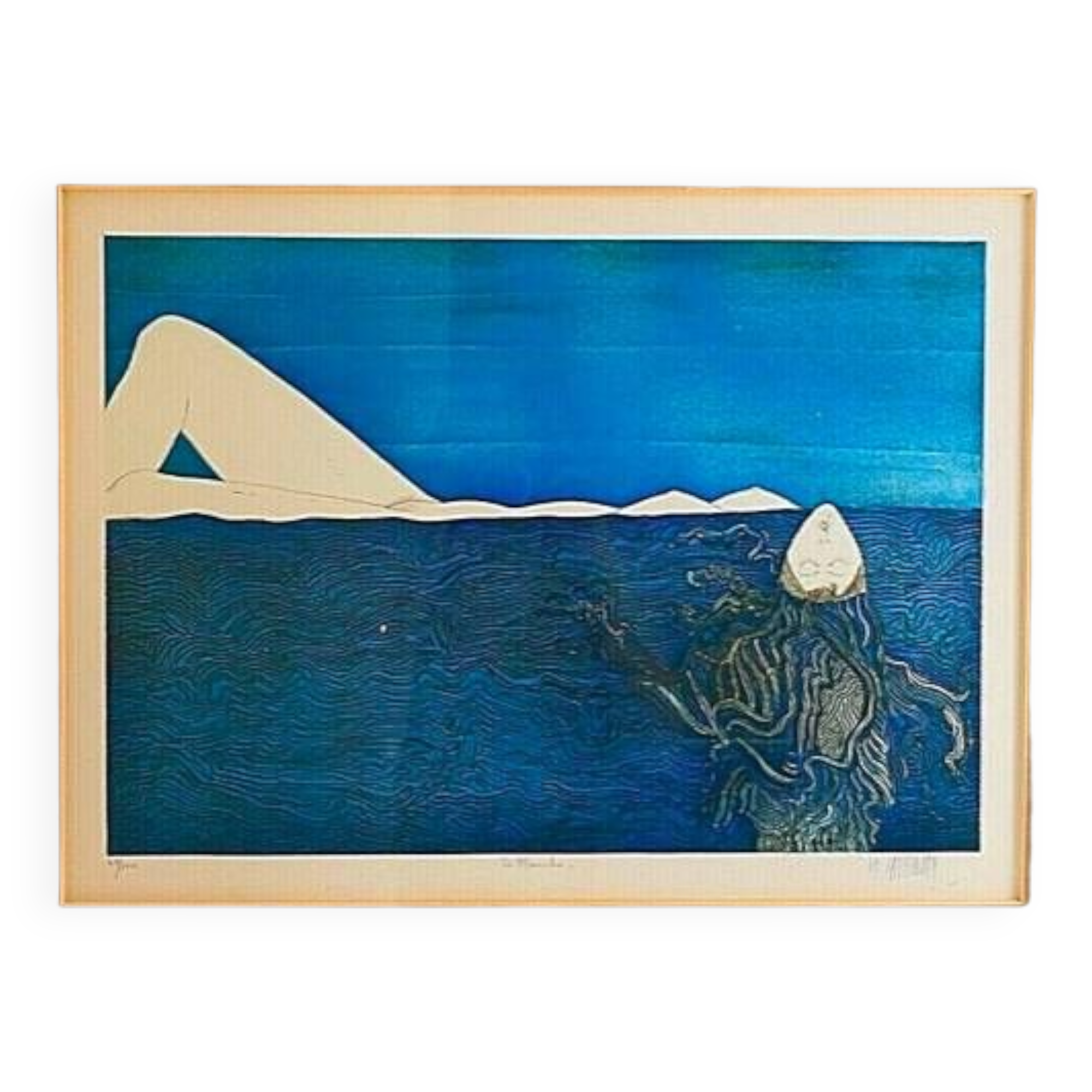 LITHOGRAPHY Nude woman "The board", numbered 49/100 and signed MICHEL MATHONNAT