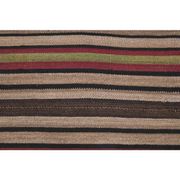 Vintage Turkish Oushak Handmade Wool Cotton Brown Kilim Area Rug 136x214