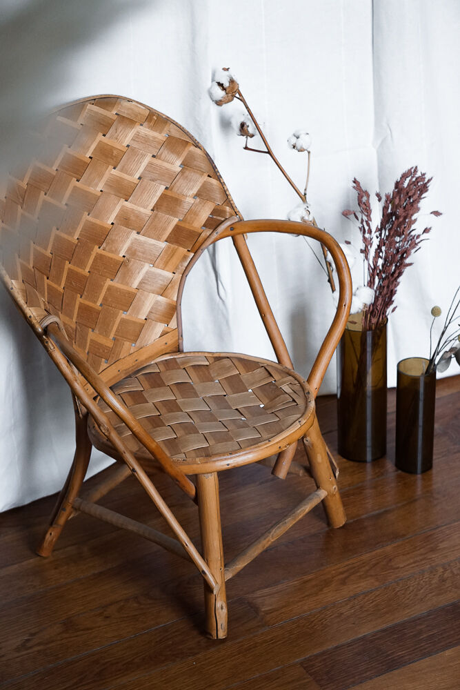 Fauteuil en rotin vintage pour enfant