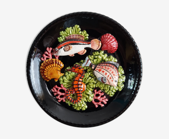 Assiette trompe l'oeil barbotine