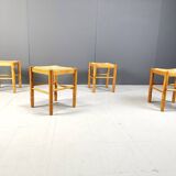 Vintage wicker stools - set of 4, 1960s