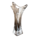Smoky crystal designer vase, Murano Sommerso style, vintage, 1970s