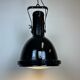 Industrial Black Enamel Factory Spotlight with Convex Glass Cover, 1960s