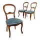 Antique Louis-Philippe chairs in walnut and velvet, Italy, 19th century.