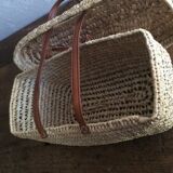 Basket wicker and leather