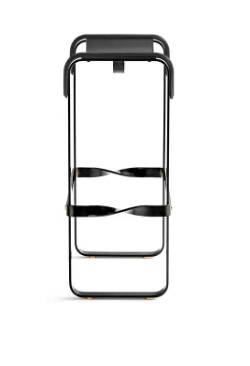 Kitchen stool, contemporary design, black smoked steel and black leather.