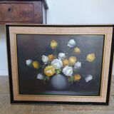 Oil on canvas with bouquet