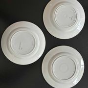Set of 3 antique blue faience dessert plates.