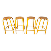 Set of 4 high workshop stools