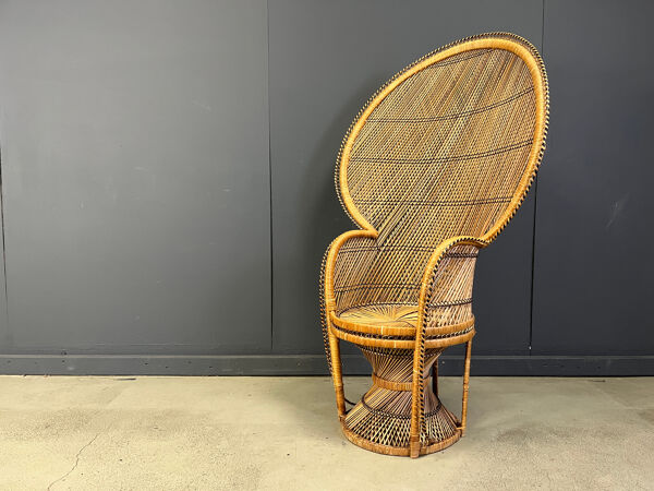 Fauteuil Emmanuelle en osier, années 1970