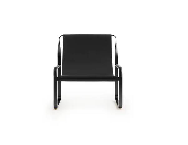 Classic Minimalist Contemporary Chaise Longue Smoke Black Metal and Black Leather