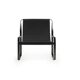 Classic Minimalist Contemporary Chaise Longue Smoke Black Metal and Black Leather