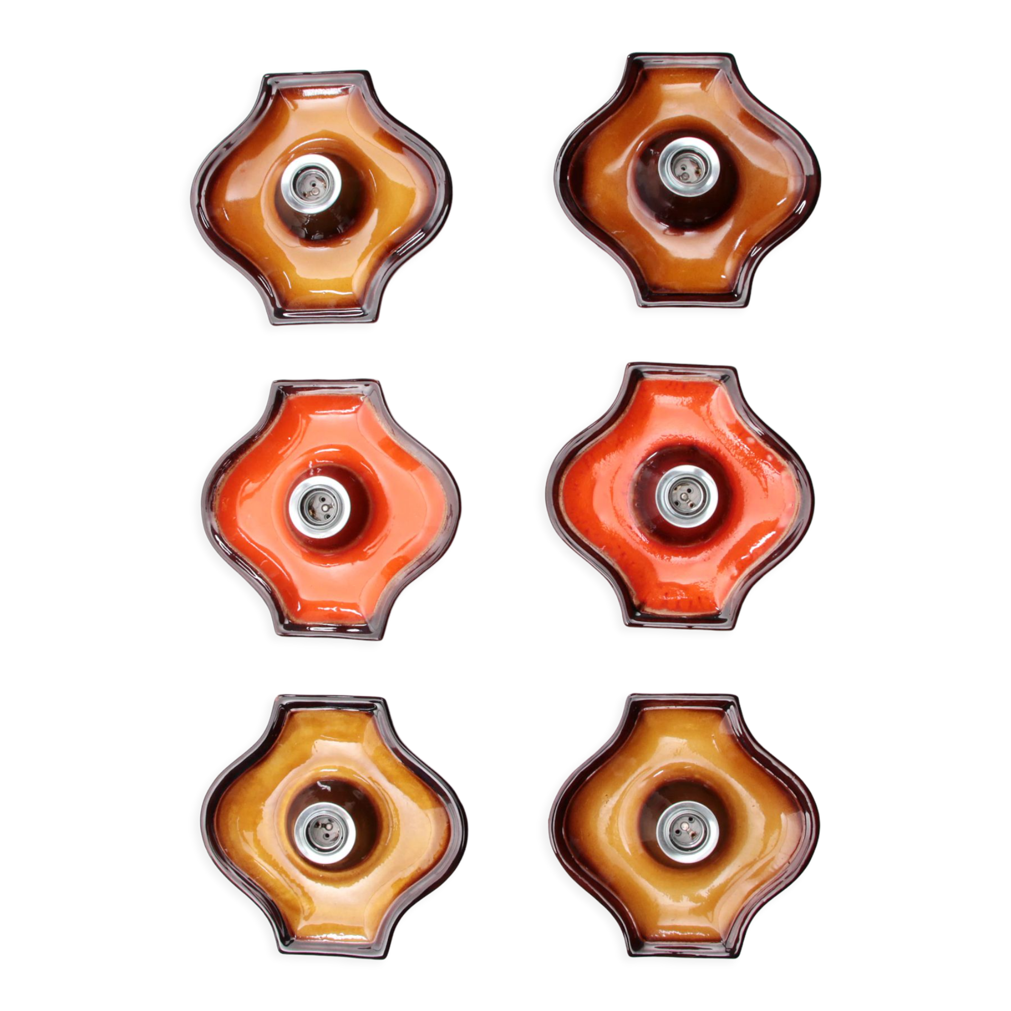 Vintage Set of 6 German ceramic wall lamps with head mirror lamp, 1960