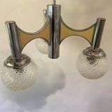 Lustre vintage 3 feux chromé globes verre