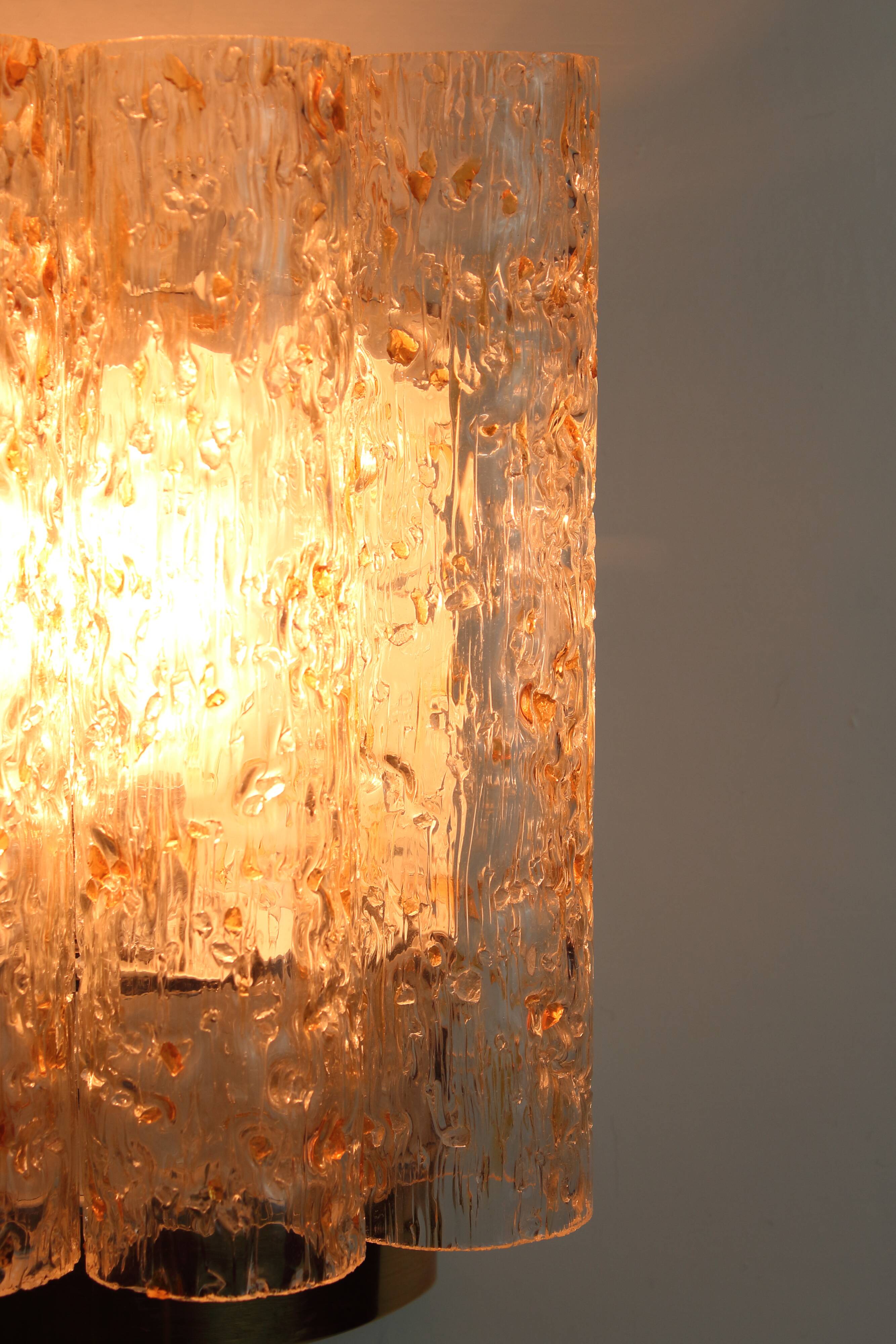 Gold metal and Murano glass wall light by DORIA, 1970s.