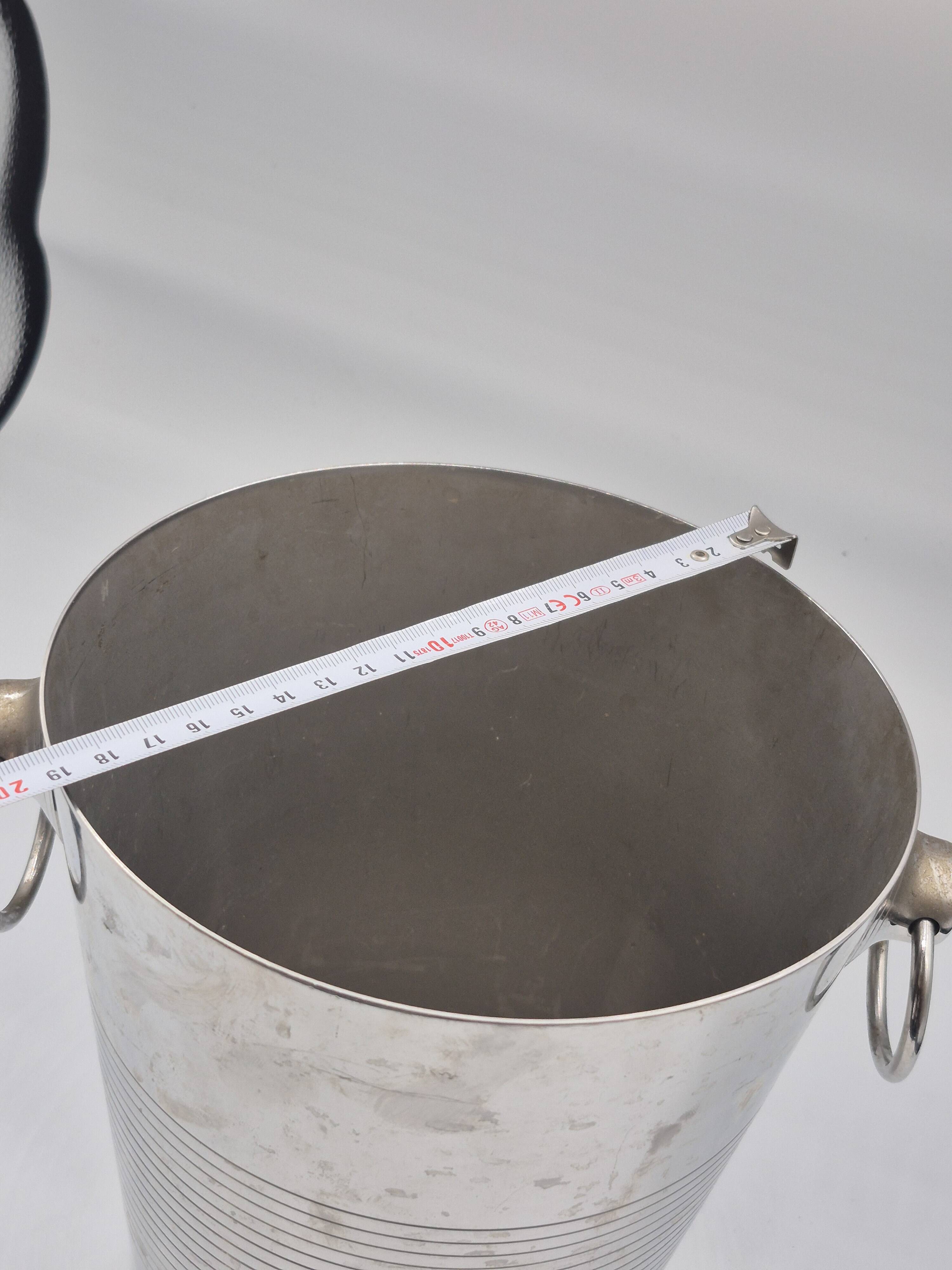 Vintage Létang Rémy champagne bucket in 18/10 stainless steel – ring handles – Fr