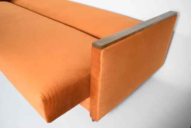 Foldable sofa, reddish velvet, restored, 1960s