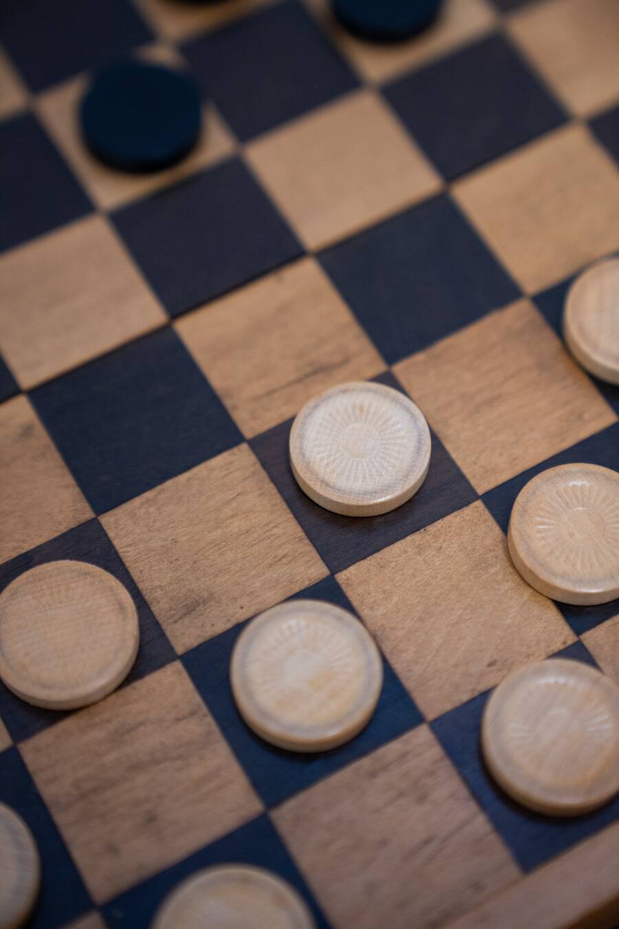 Small game of travel checkers, beech wood, 1970