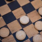 Small game of travel checkers, beech wood, 1970