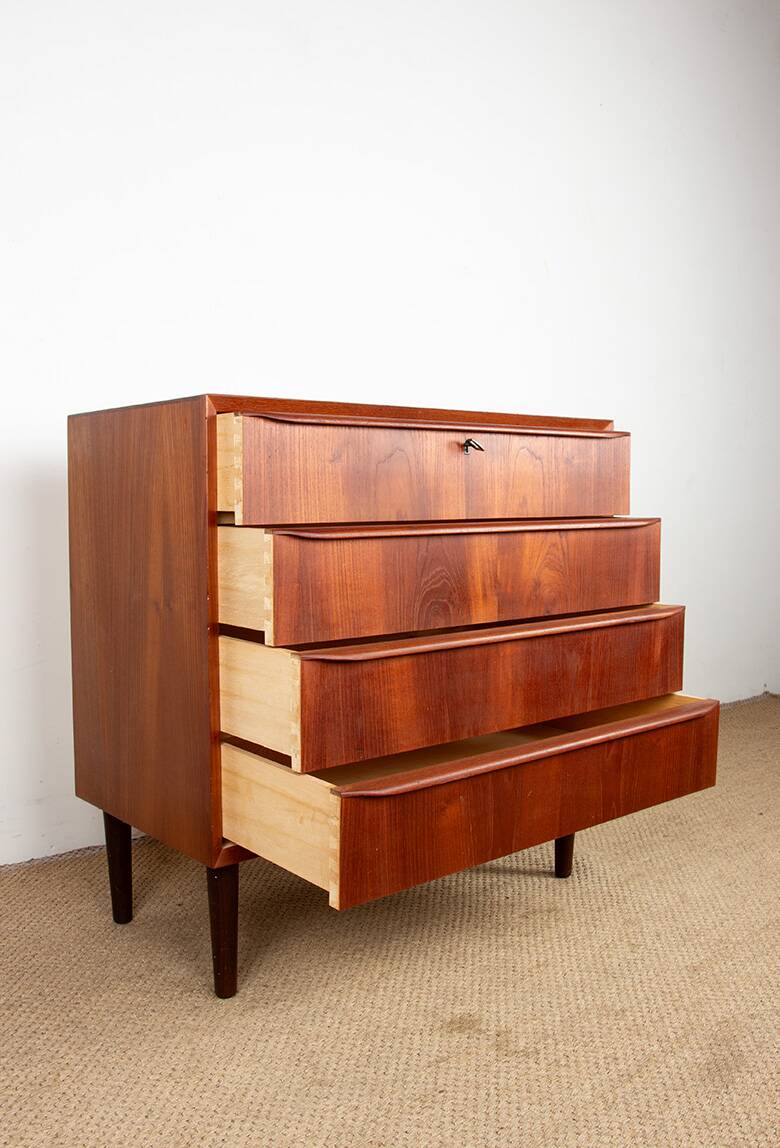 Commode 4 tiroirs en teck, Danemark 1960