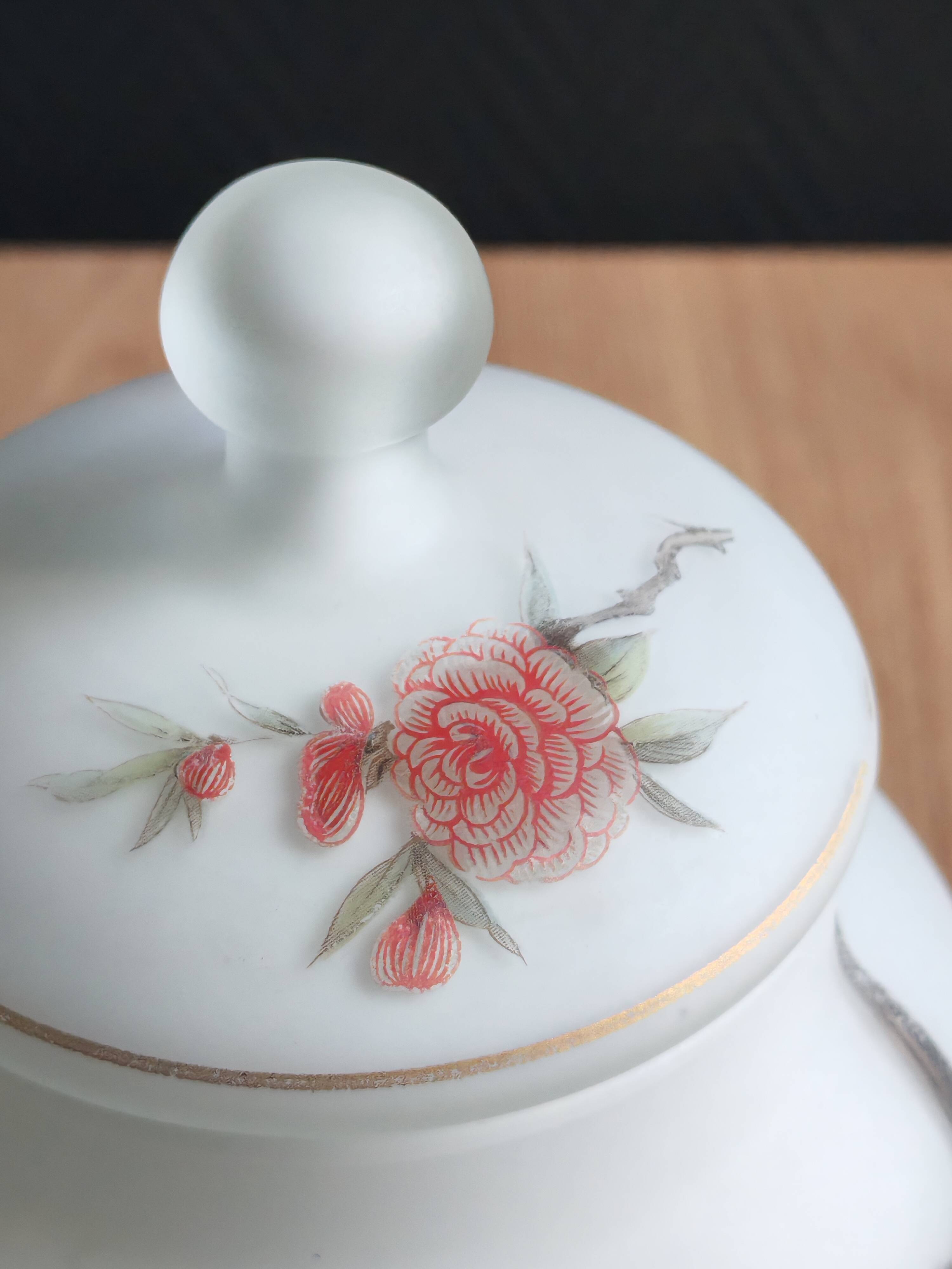 Vintage opaline glass footed bonbonnière