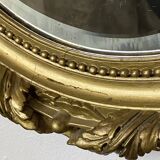 Miroir ancien ovale doré – style Louis XVI avec nœud ruban