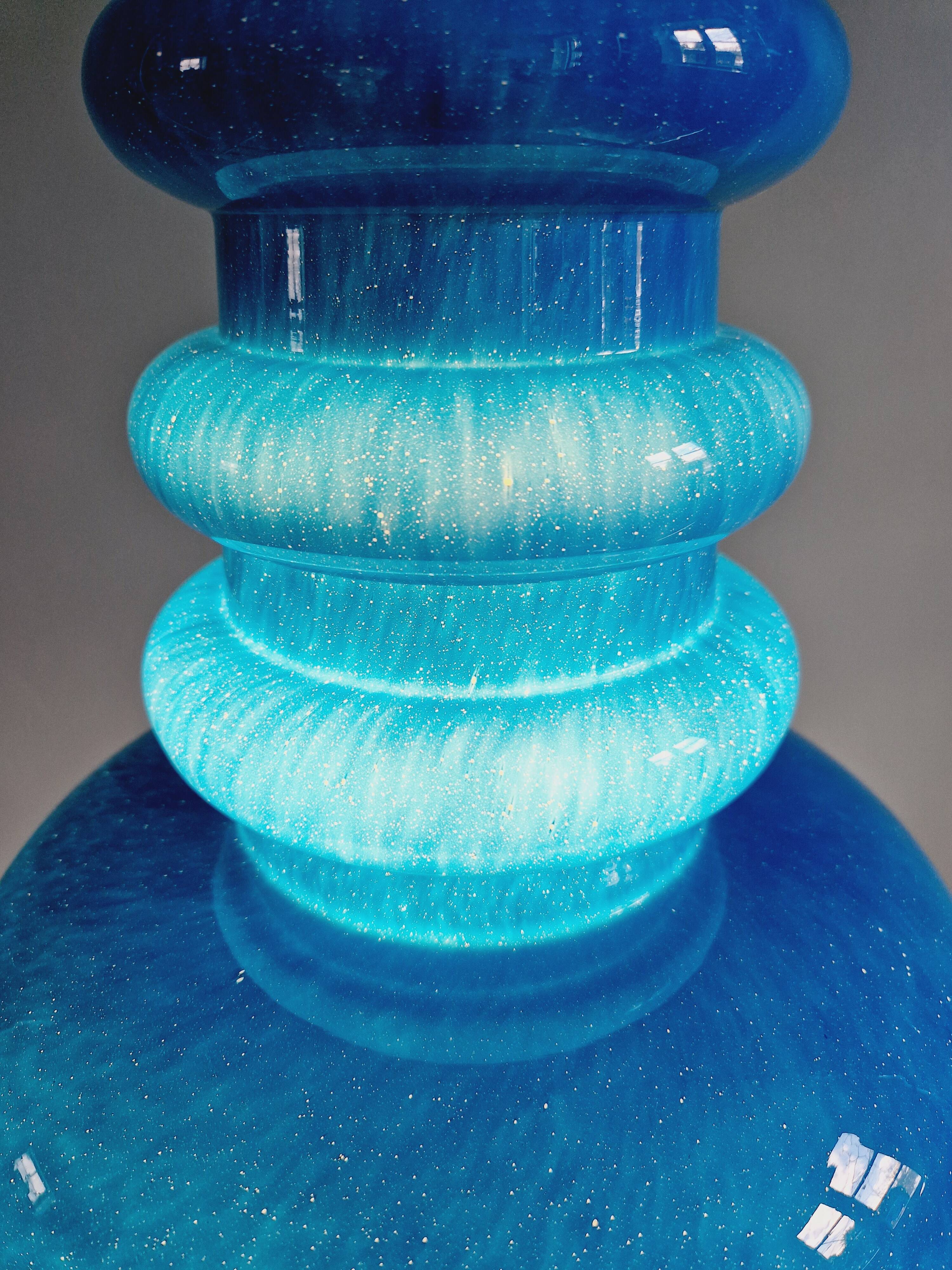 Large Space Age pendant light in blue opaline, 1960s-70s