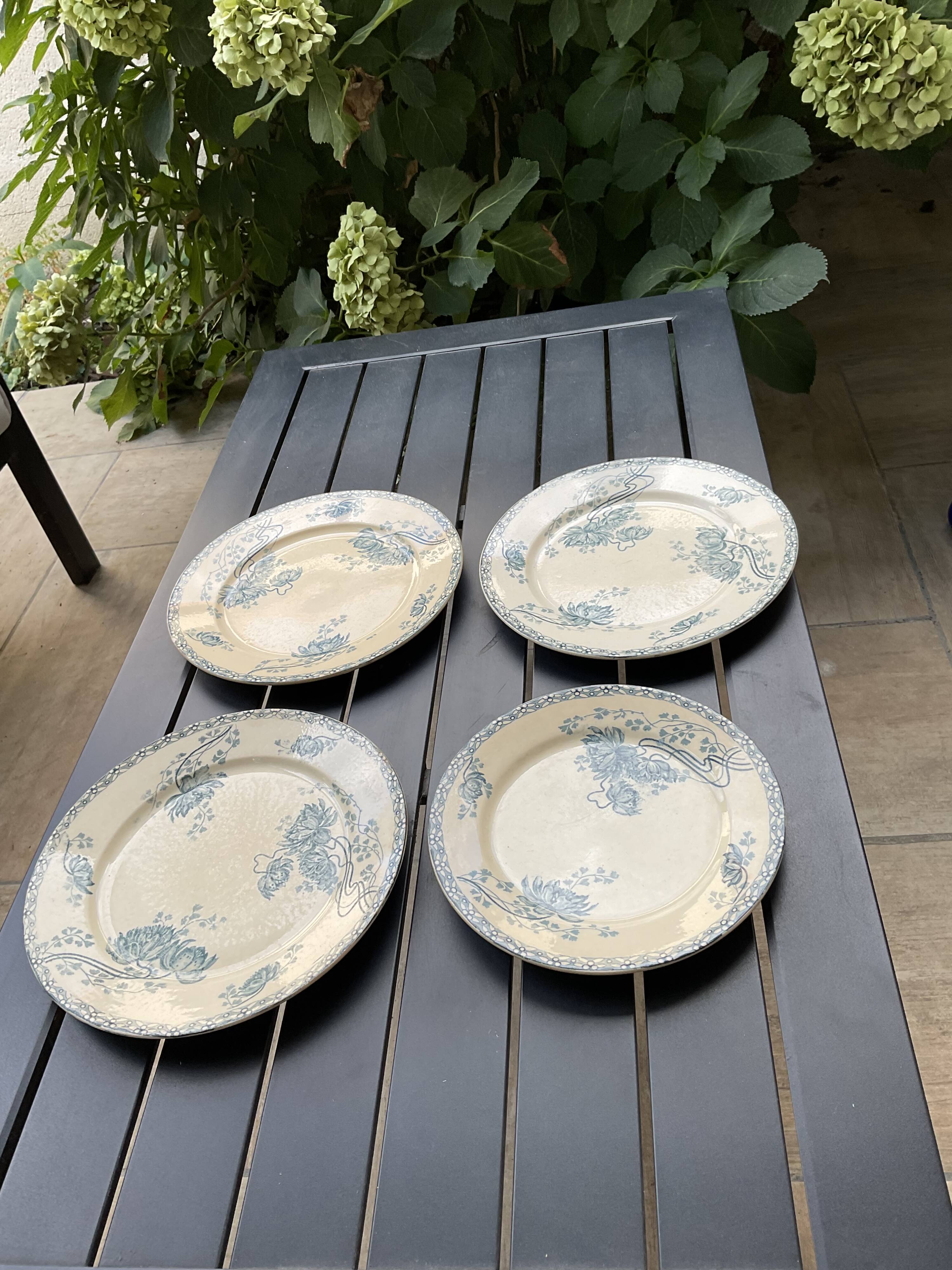 4 plates iron earth Royat sarreguemines U&C