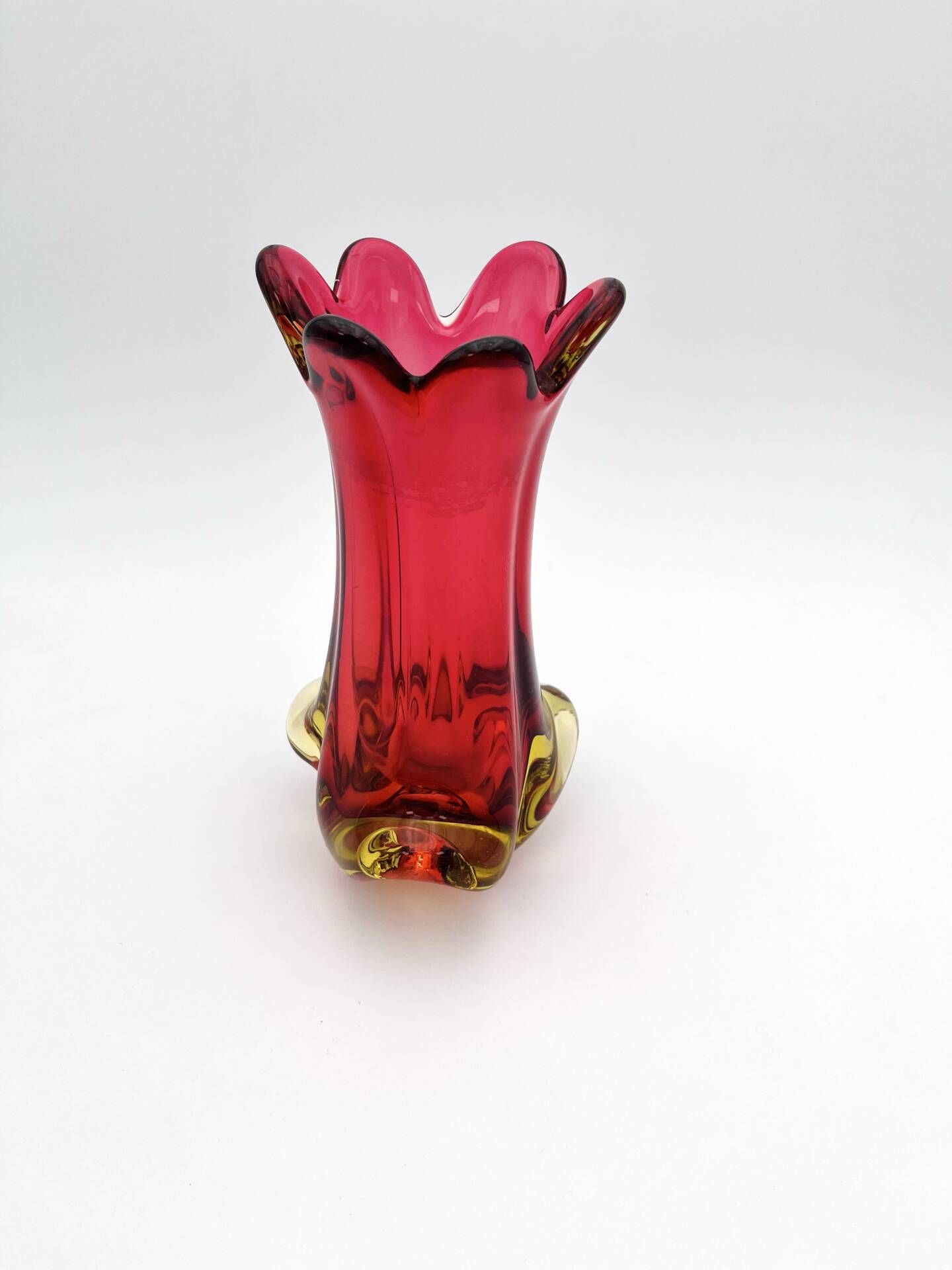 Murano Vase Organic Red Yellow 21cm 1.1kg