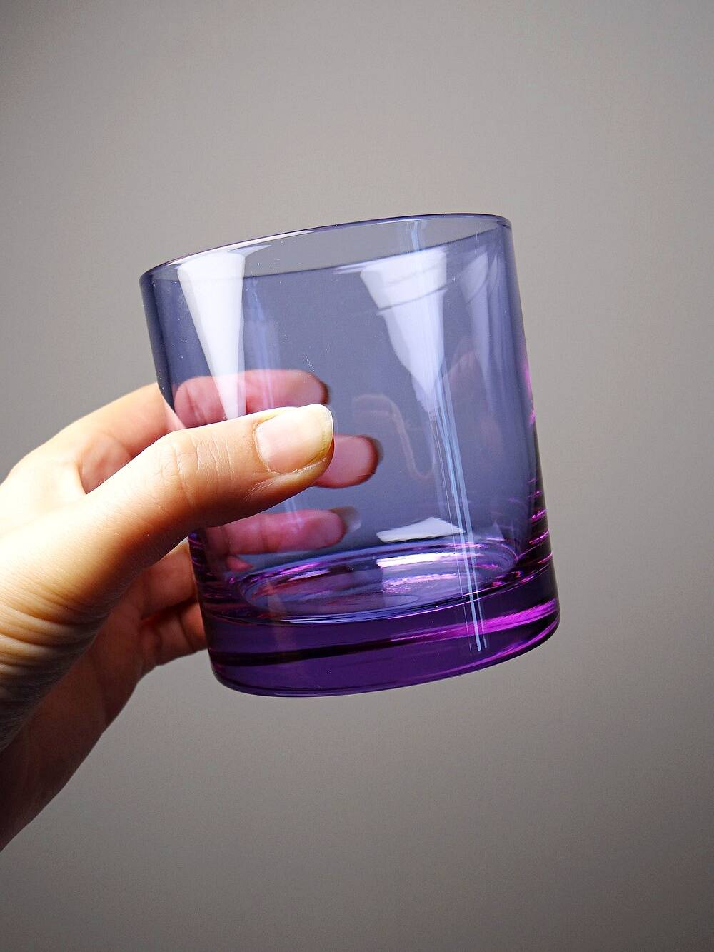 6 amethyst crystal whisky/cocktail glasses, Mid Century design from the 1960s-70s.