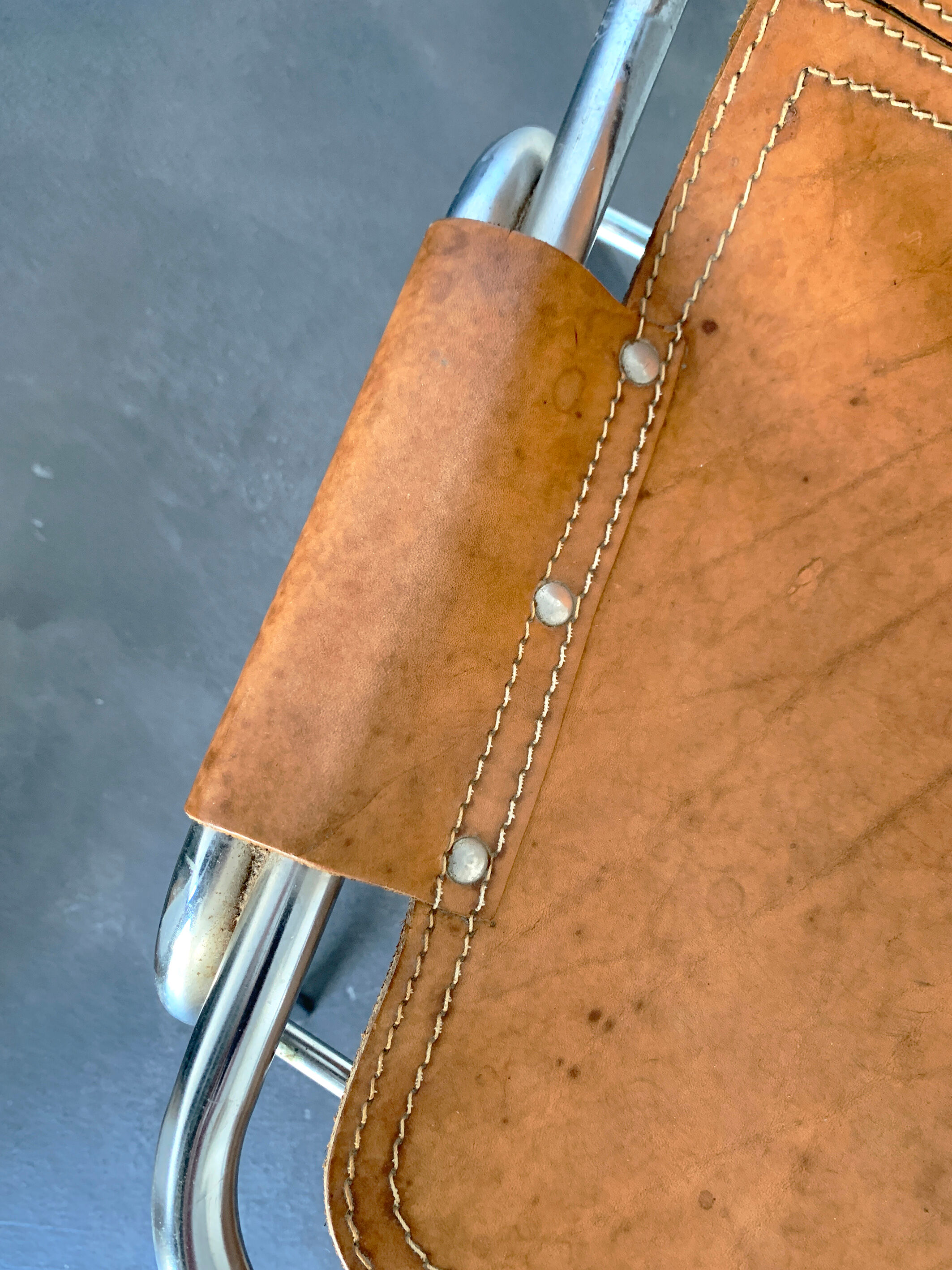 Vintage Chair Les Arcs in leather, published by Dal Vera, 1960s-70s