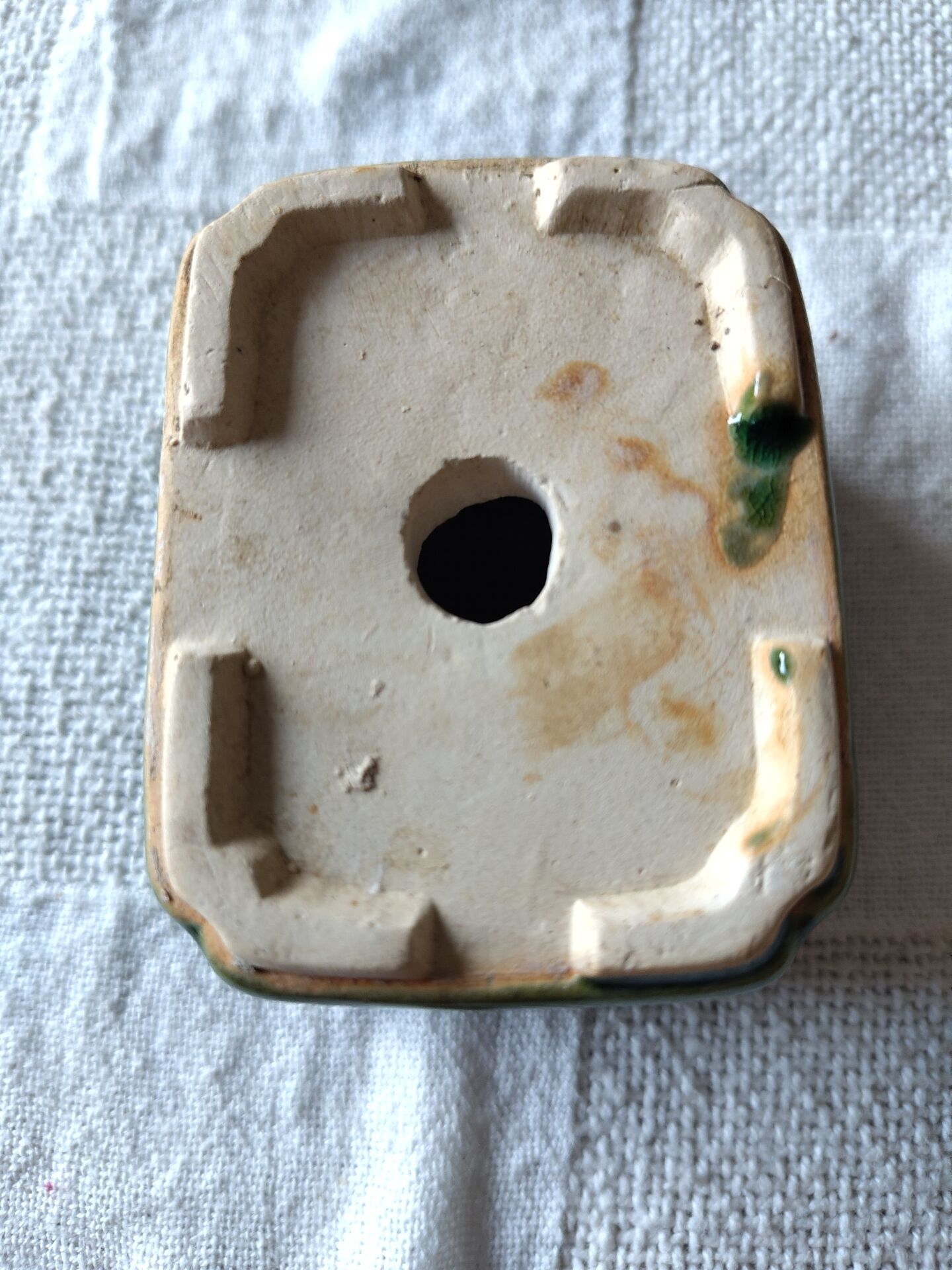 Pot à bonsaï, cactus rectangulaire en céramique émaillée verte